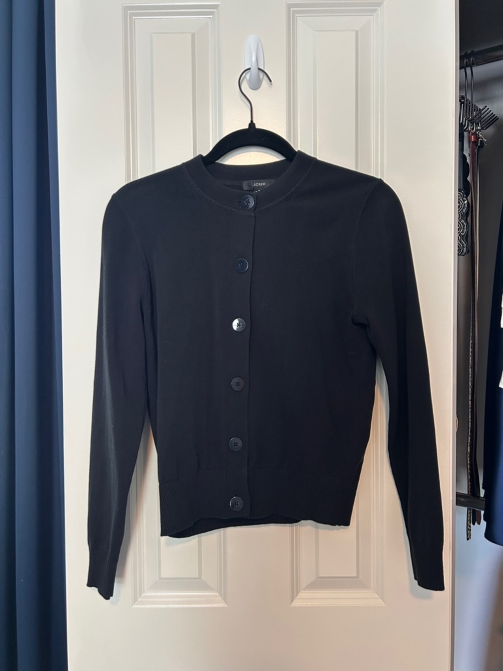 J. Crew Black Button-Front Crewneck Cardigan